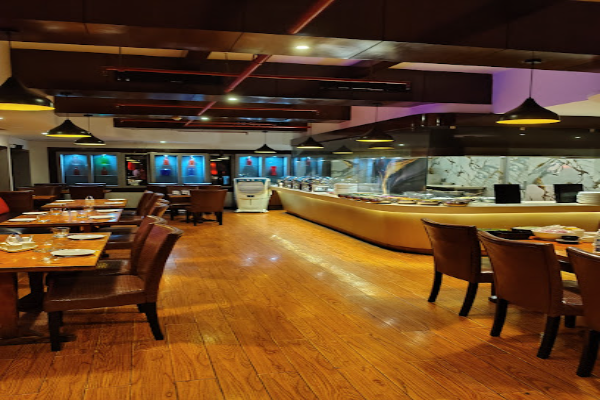 Red kitchen and lounge